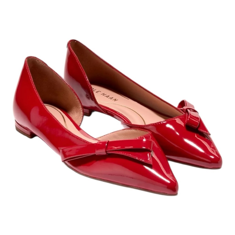 Cole Haan Red Patent Flats with Bow